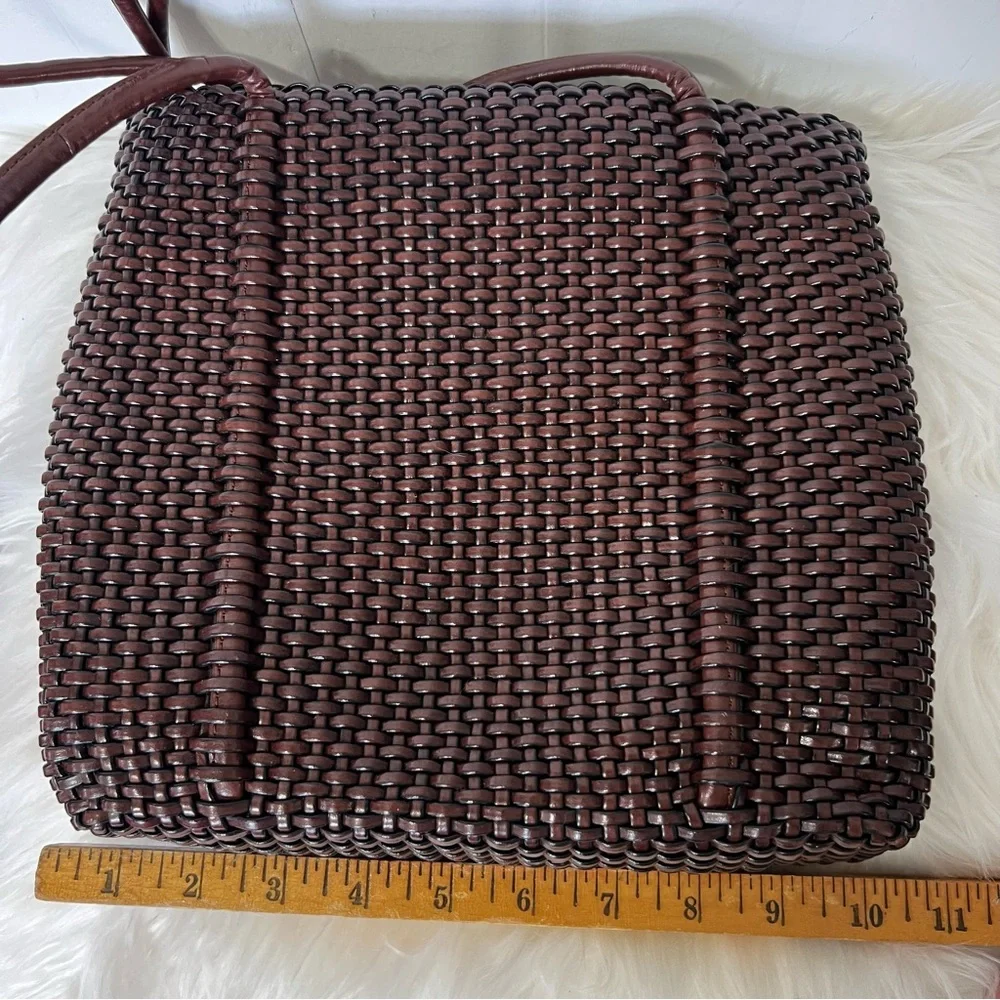 Vintage 90’s Nine West Brown Woven Weaved Leather Boho Retro HandBag Pocketbook - Picture 12 of 15